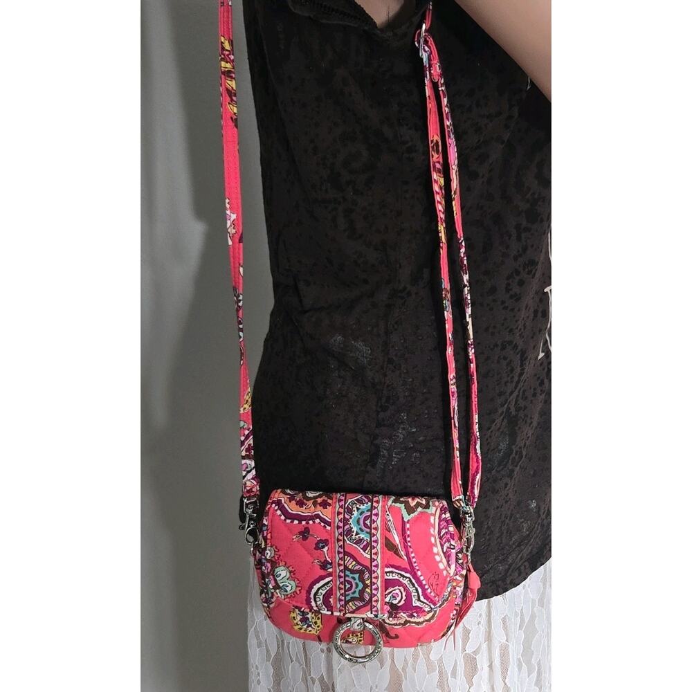 Vera Bradley Pink Paisley Crossbody Bag Quilted Cotton Small Shoulder Purse